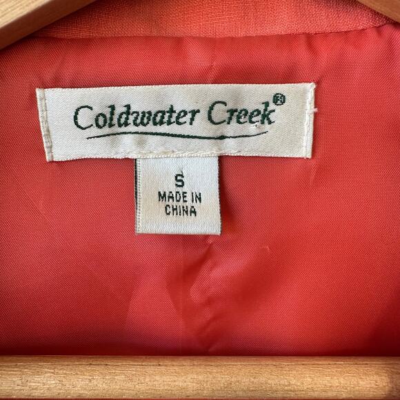 Coldwater Creek Melon Pink Silk Linen Blazer S Open Front Career Polished Chic - Picture 5 of 7